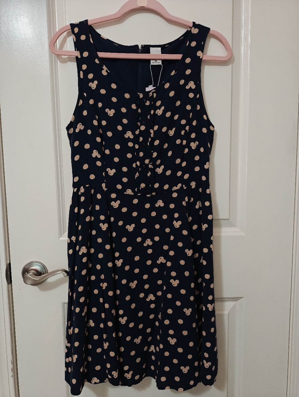 Disney Navy Blue Polka Dot Mickey Dress Sz 10